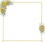 Wokceer Square Wedding Arch Backdrop Stand Gold Metal Arch 8FT x 8FT by Wokceer