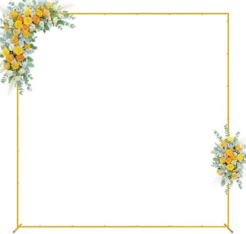 Wokceer Square Wedding Arch Backdrop Stand Gold Metal Arch 8FT x 8FT by Wokceer