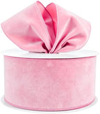 Meseey 4 Inch 50 Yards Pink Velvet Wired Ribbon - Premium Soft Velvet Ribbon with Wire Edges for Baby Shower, Wedding, Birthday, Gift Wrapping, DIY Crafts & Girl's Room Decor by MeseeyRibbonBow
