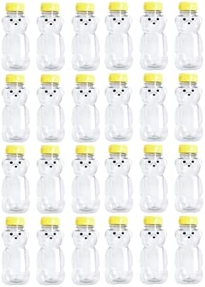8 Ounce Plastic Squeezable Honey Bears with Sealable Flip Top Lids - BPA Free, Hand Wash Only (Yellow, 24 Pack) by CLEARVIEWCONTAINERS