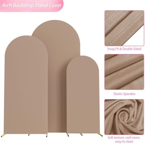 Wokceer Arch Backdrop Cover 6FT,5FT,4FT Nude Brown Covers Strethy Backdrop - Image 4