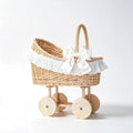 Vintage Wicker Baby Carriage Centerpiece with White Lace Trim (L Wicker Carriage a) by Unknown