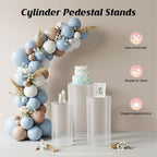 3PCS Clear Cylinder Pedestal Stands for Party Round Pedestal Display Plinth Pillars PVC Dessert Table Display for Wedding Birthday Party Art Decor(3PCS-Cylinder-2) - Image 3