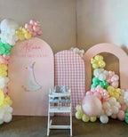 Set of 2 Arch Backdrop Covers One Silly Goose Baby Shower 2PCS Spandex Arch Stand Cover Plaids Girl Birthday Easter Party Banquets Decorations (6FT & 5FT,Pink) - Image 6