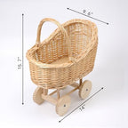 Decorative Wicker Carriage-Shaped Basket, Baby Shower Centerpiece, Medium - Image 3