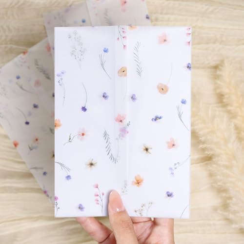 UNIQOOO 50 Pack Garden Flower Pre-Folded Vellum Jackets&Wax Seal Stickers - Baby‘s Breath - Image 5