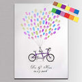 Rustic Wedding Decorations Bicycle with Balloons Painting Canvas DIY Fingerprint Signature Wedding Guest Book Alternative with Ink Pad -60x80cm by Unknown