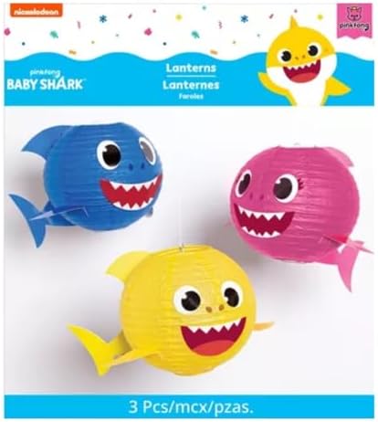 Paper Party Lanterns - 11.75" H | Pack of 3, Baby Shark - Image 2