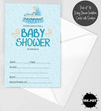 Pack of 30, Boy/Boy Baby Shower Party Collection, Baby Shower Invitation Cards, Fill in the Blank Invites WIth Envelopes, Blue Baby Cot Theme Party Supplies - Image 2