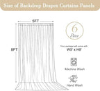 30x8ft Brown Backdrop Curtain for Parties Wrinkle Free Fabric Backdrop Curtain Wedding Photo Backdrop Drapes for Birthday Party Baby Shower Bridal Shower Photography Brown Back Drop 6 Panels 5x8FT - Image 6