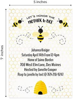 Canopy Street Mother To Bee Personalized Baby Shower Invites / 25 Flat DIY Mother To Be Invite Cards With White Envelopes / 5" x 7" Honeybee Custom Gender Reveal Party Invitations - Image 5