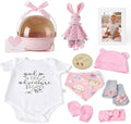 Baby Girl Gift Set - 12 Pcs Newborn Essentials with Bunny Lovey, 100% Cotton Onesie, Milestone Sign & Photo Frame - Unique Carriage Storage Box, Ready-to-Gift Baby Shower Gifts for Newborn Girls by InnerSafe