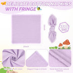 Showgeous 30 Pack Lavender Cloth Napkins with Fringe, 16x16 inch - Image 2