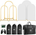 Arch Backdrop Stand Set with Cover (7.2ft,6ft x 2) Arched Frame Stand and Spandex Wedding Arch Cover with Storage Bag (White, 7.2Ft+6Ft+6Ft) by Lrrtwer