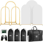 Arch Backdrop Stand Set with Cover (7.2ft,6ft x 2) Arched Frame Stand and Spandex Wedding Arch Cover with Storage Bag (White, 7.2Ft+6Ft+6Ft) by Lrrtwer