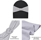 50pcs Grey Stretch Chair Sashes with Buckle for Christmas Wedding Party Banquet Birthday Anniversary Ceremony Reception Celebration Decoration Elastic Spandex Chair Cover Bow Ribbons - Image 2