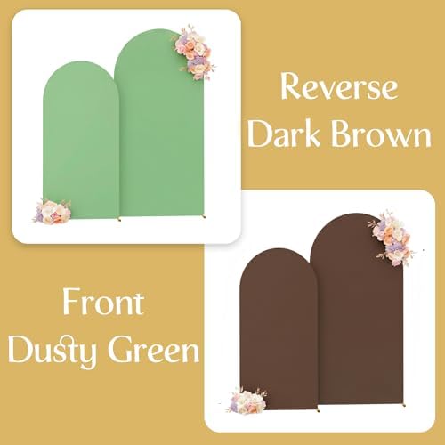 7.2FT & 6FT Arch Backdrop Cover, Brown & Green Wedding Arch Covers, Spandex Arch Covers Stretchy Backdrop for Bridal Shower Baby Shower Birthday Decoration - Image 4