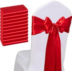 Pack of 50 Wedding Satin Chair Sashes Red Bows 7x108inch Ribbon Fabric Bands for Banquet Party Hotel Restaurant Ceremony Event Chairs Knots Ties Decorations - Red, 50PCS - Image 5