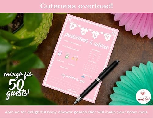 Party Hearty Baby Predictions & Advice Cards, Baby Shower Game - Pink (Pack of 2) - Image 4