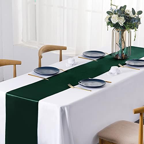 SiinvdaBZX 24 Pcs Green Satin Table Runner 12 x 108 inches Long - Image 2