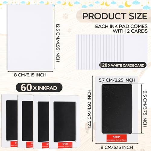 Jetec 60 Set Inkless Hand Footprint Paw Print Kit Ink Pad, Black - Image 2