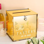 Booson Metallic Gold Mirror Acrylic Wedding Card Box with Lock by Booson