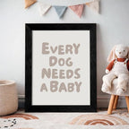 Black Framed Fun Kids Quotes Canvas Posters Every Dog Needs A Baby Wall Art Modern Trendy Minimalist Toddler Prints Playing Print For Nursery Room Wall Decor 08x10 inch - Image 3