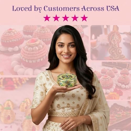 LOVENSPIRE Meenakari Stainless Steel Storage Box with Lid (250gm) Decorative Round Indian Food Container for Sweets, Kitchen Items & Return Gift Favors Pack of 20 - Image 6