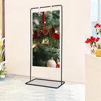 Heavy Duty Black Metal Floor Standing Easel Stand,For Wedding Seating Chart, Poster and Sign Display,8 Pairs Satin Ribbon & 2 Leather Sign Hanging Straps, 50”x30”x20” (black) - Image 3