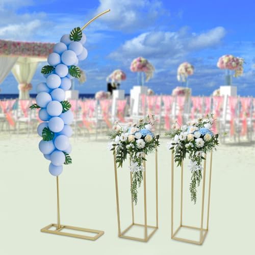 Metal Arch Backdrop Stand, 6.56FT Wedding Arch Ballon Stand with 2 Square Frame Stand Sets, Reusable Metal Ballon Column Kit, Balloon Arch Stand for Birthday, Wedding, Graduation, Baby Shower Party - Image 3
