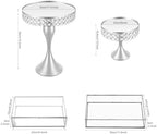11 Pcs Cake Display with Mirror, Wedding Crystal Cake Stands for Reception - Image 3