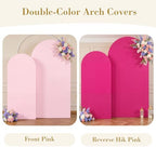 Pink and Hot Pink Photo Arch Backdrop Cover Set of 2 Spandex 7.2 and 6ft Arch Covers Stretchy Backdrop Birthday Party Arch Stand Covers for Girls Baby Shower Wedding Banquet Background Decoration - Image 2