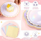 144 Pcs 48 Guests Iridescent Pastel Party Plates and Napkins - Image 4