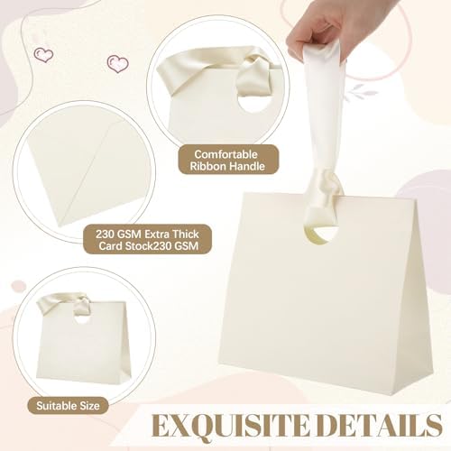 Feifeiya 30 Pcs Small Cream Gift Bags with Ribbon Handles - Image 3