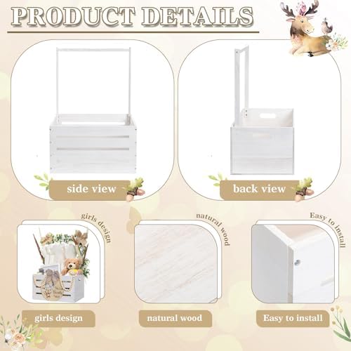Juexica Wooden Baby Shower Crate Closet, Baby Basket with Handle - Image 3