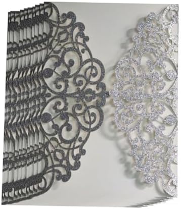 100pcs Silver Glitter Wedding Invitations Cards Covers,7"x4.9" by Unknown