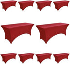 10-Pack 6ft Spandex Table Covers for Rectangle Standard Folding Tables - Wrinkle Resistant Stretch Tablecloths - Ultimate Fitted Table Protector for Parties, Banquet, Wedding by Unknown