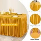 Wish Care Gold Polyester Table Clothes for 4 Foot Rectangle Tables, Wrinkle Free Fitted Table Cover with Pleated Ruffle Table Skirt for Birthday Party Wedding Trade Show Event Display - Image 4
