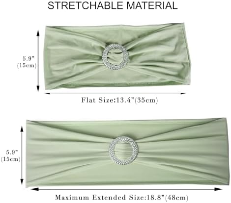 50pcs sage Green Spandex Chair Sashes, Durable Workmanship,Stretch Bows with Buckle Stretchable for Wedding Party Banquet Event Bridal Shower Birthday Celebration Decoration - Image 3