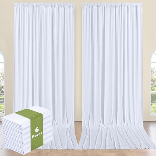 30x14ft White Backdrop Curtains for Parties, Wrinkle Free Polyester 6 Panels Photo Backdrop Drapes 14 ft Long Back Drop Cloth for Wedding Birthday Photography Background Party - Image 7