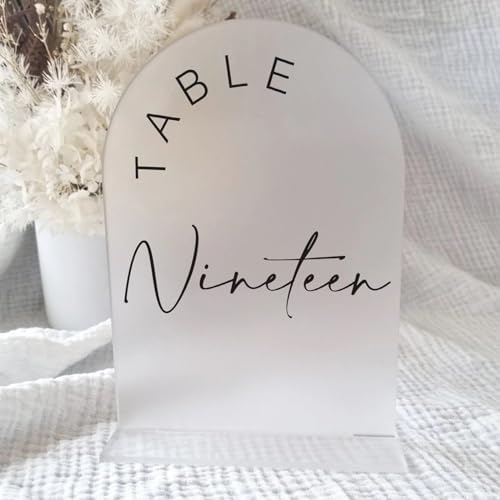 Frosted Arch Wedding Table Numbers 1-30 with Stands, 5x7 Inch Frosted Arch Acrylic Sign with Black Letters, Arched Acrylic Table Numbers for Wedding Reception - Image 5