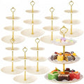 Patelai 8 Pack Plastic 3 Tier Cupcake Stand Holder, Cream White by Patelai