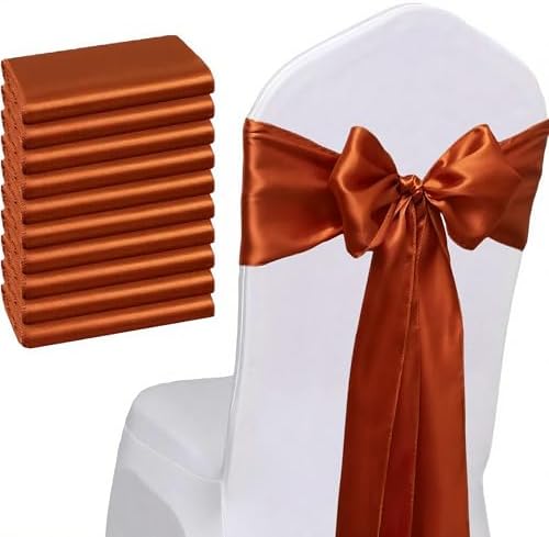 Pack of 50 Satin Terracotta Chair Sashes Bows 7x108 inch Chair Ribbons by WENSINL