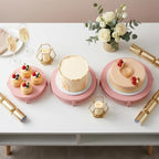Pink 3Pcs Nesting Metal Cake Plate Stand Set 8" 10" 12" Dessert - Image 3