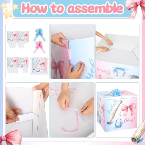 AmazingSpark 28in Giant Gender Reveal Gift Box Kit, Baseballs or Bows - Image 3