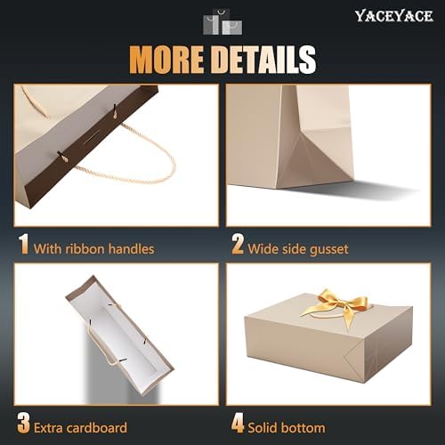 YACEYACE Gift Bags with Bow, 20Pack of Gift Bags Bulk, Ribbon and Card - Image 4