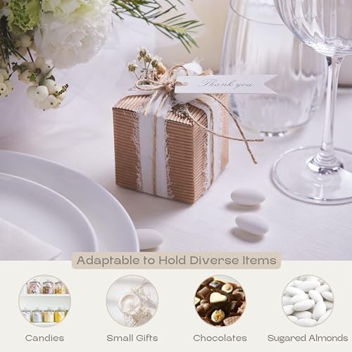 Pack of 40 Gift Favor Boxes with Lids (2.36 x 2.36 x 2.36 inch) - Ideal for Wedding - Corrugated Havana - Image 5