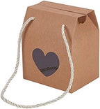 Airssory 30 Pcs 4.1x3.5x2.6" Brown Portable Handle Kraft Paper Gift Box with Heart Clear Window and Rope for Wedding Christmas Party Holiday New Year Decoration Favour Pastries Small Cakes Cookie - Image 2