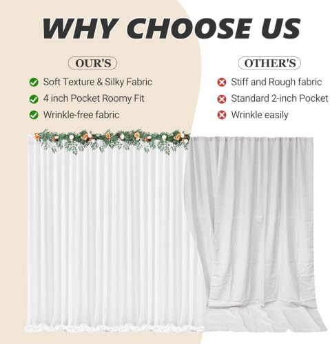 40ft x 10ft Cream White Backdrop Curtains, Wrinkle-Free Sheer Chiffon Fabric Photo Backdrop Drapes for Wedding Arch Party Ceremony Stage Photography Decorations - Image 7