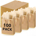 Yeaqee 100 Pcs Metallic Paepr Gift Bags Bulk with Handles,Kraft by Yeaqee